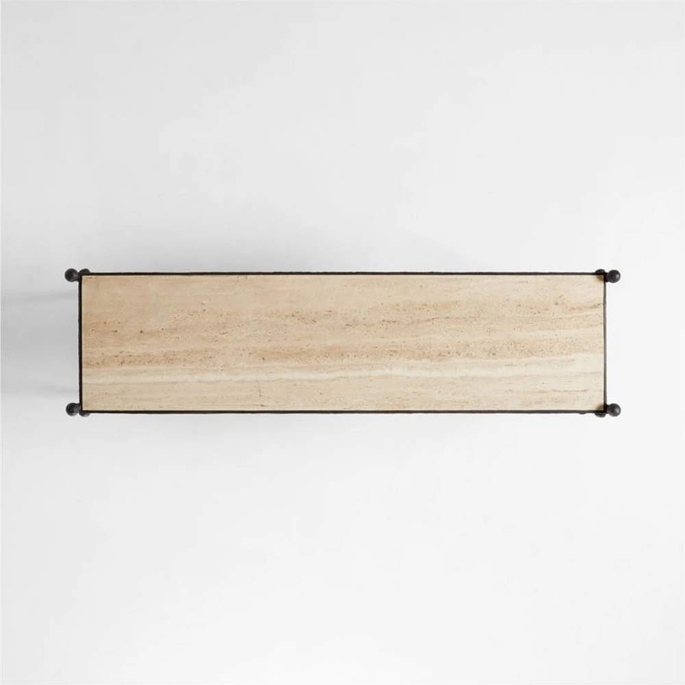 Estate 62.75" Rectangular Travertine and Metal Console Table with Shelf by Jake Arnold