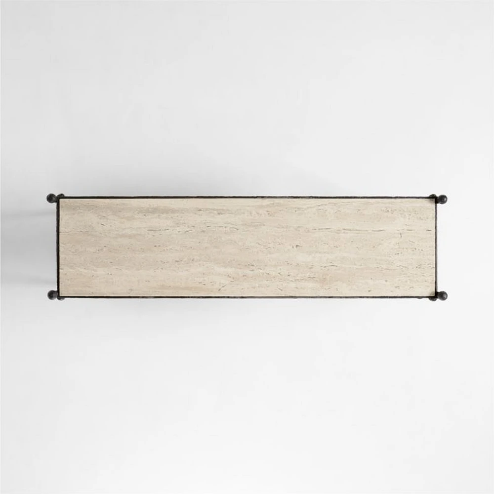 Estate 62.75" Rectangular Travertine and Metal Console Table with Shelf by Jake Arnold