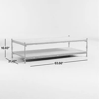 Estate Travertine and Metal 64" Rectangular Coffee Table with Shelf by Jake Arnold