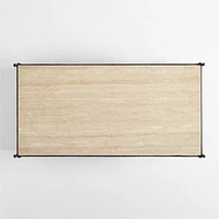 Estate Travertine and Metal 64" Rectangular Coffee Table with Shelf by Jake Arnold