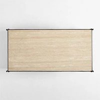 Estate Travertine and Metal 64" Rectangular Coffee Table with Shelf by Jake Arnold
