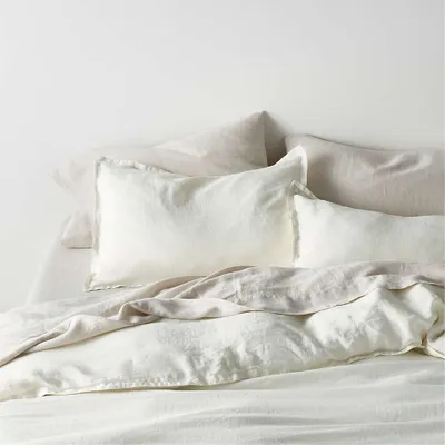 European Flax ®-Certified Linen Warm White Twin/Twin Extra-Long Duvet Cover