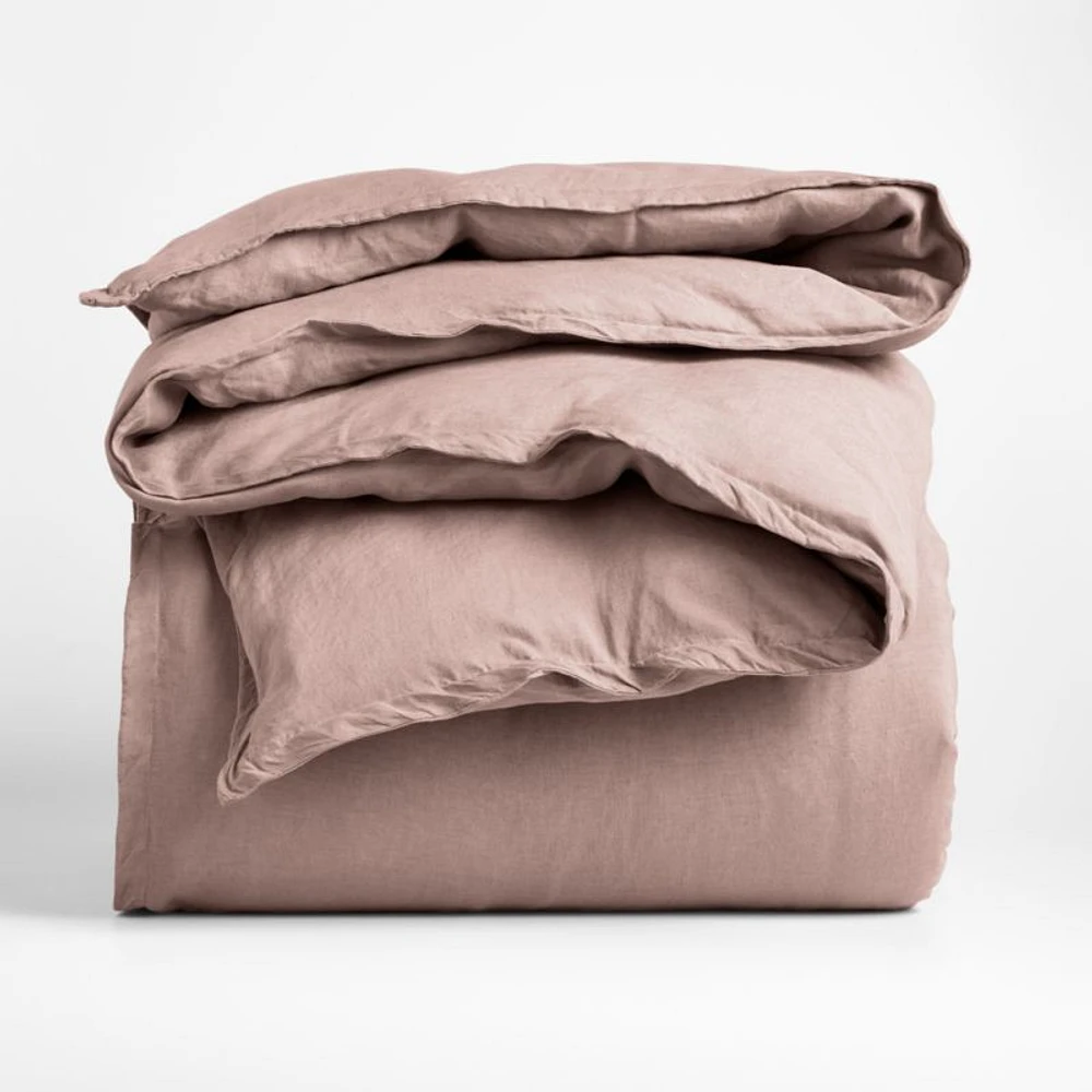 New Natural EUROPEAN FLAX ™-Certified Linen Moody Mauve Full/Queen Duvet Cover