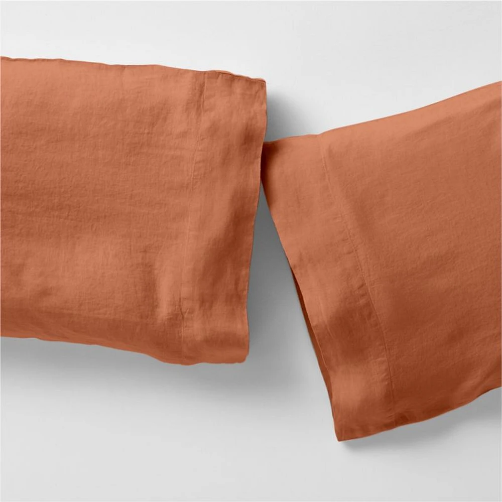 New Natural EUROPEAN FLAX ™-Certified Linen Spice Orange Standard Pillowcases, Set of 2