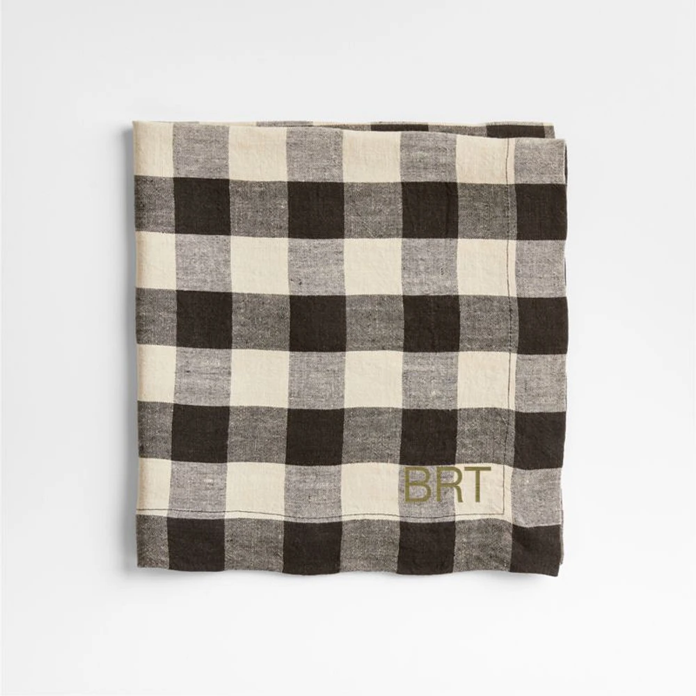 Marin Black and Natural EUROPEAN FLAX ™-Certified Linen Buffalo Check Napkin