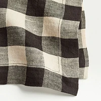 Marin Black and Natural EUROPEAN FLAX ™-Certified Linen Buffalo Check Napkin