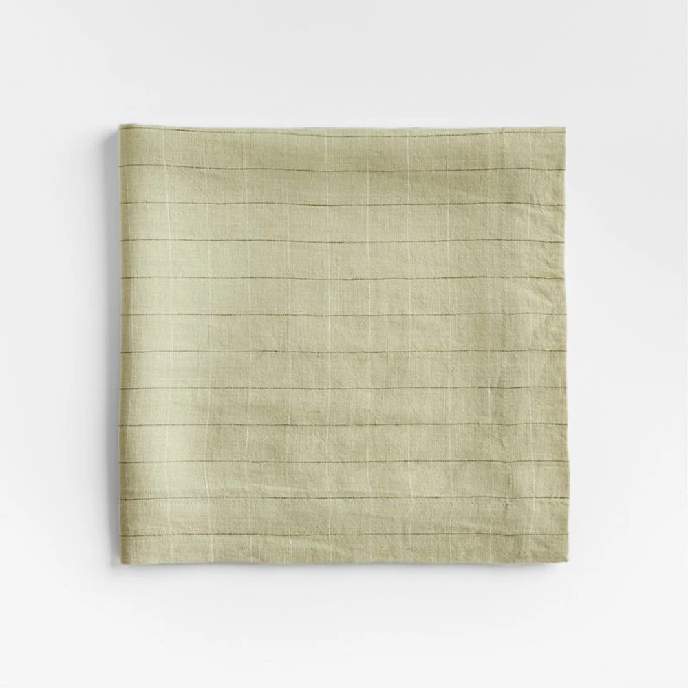 Marin Green European Flax ™-Certified Linen Windowpane Napkin