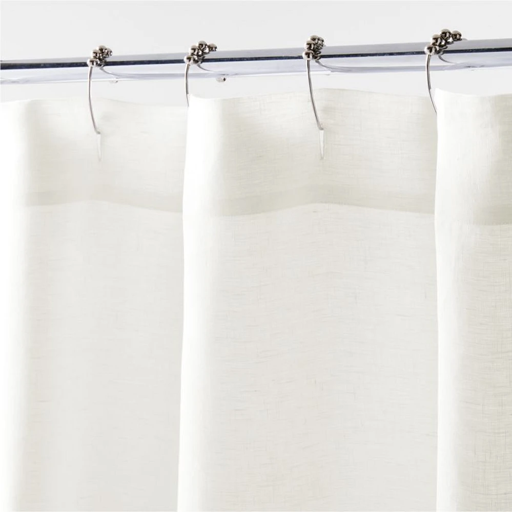 Crisp White EUROPEAN FLAX ™-Certified Linen Shower Curtain