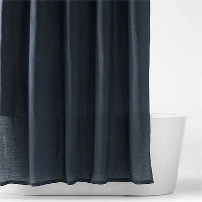 Midnight Navy Blue EUROPEAN FLAX ™-Certified Linen Shower Curtain