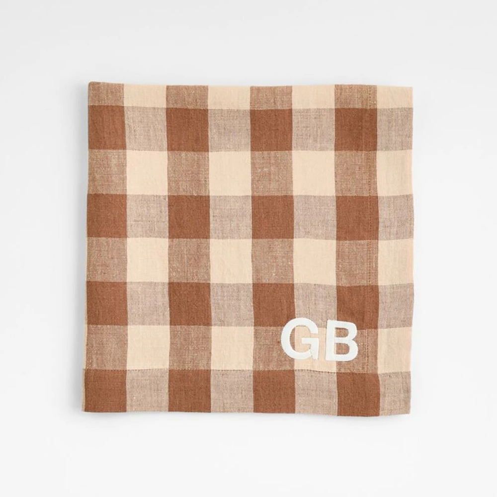 Marin Walnut Brown EUROPEAN FLAX ™-Certified Linen Buffalo Check Napkin