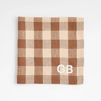 Marin Walnut Brown EUROPEAN FLAX ™-Certified Linen Buffalo Check Napkin