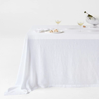 Marin White Oversized EUROPEAN FLAX ™-Certified Linen Tablecloth