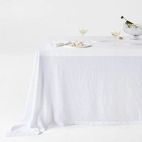 Marin White Oversized EUROPEAN FLAX ™-Certified Linen Tablecloth