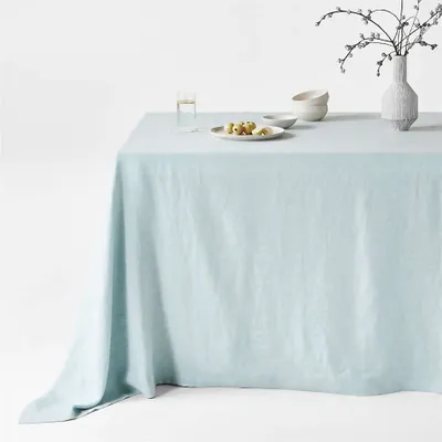Marin Quiet Blue Oversized European Flax ®-Certified Linen Tablecloth