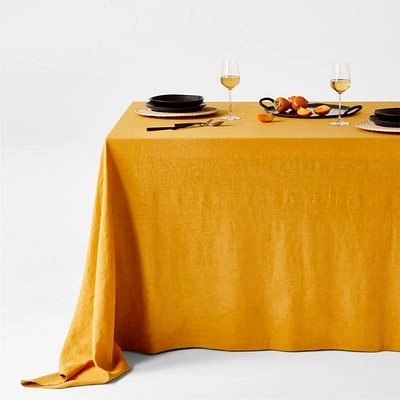 Marin Saffron Yellow Oversized European Flax ®-Certified Linen Tablecloth