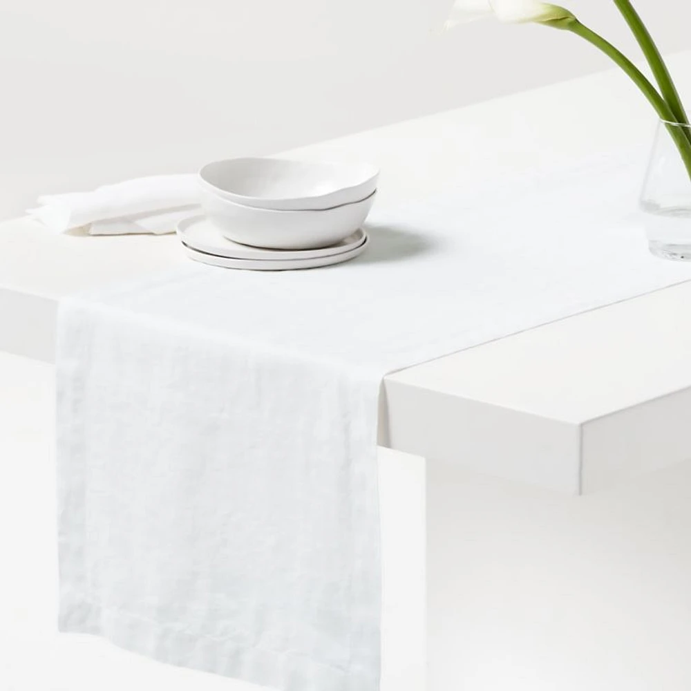 Marin 120" White EUROPEAN FLAX ™-Certified Linen Table Runner