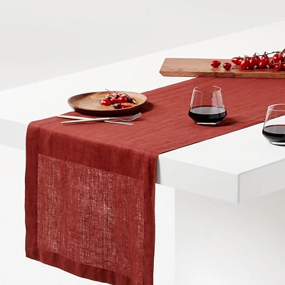 Marin 120" Plum Red European Flax ®-Certified Linen Table Runner