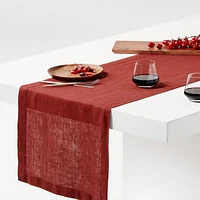 Marin 120" Plum Red European Flax ®-Certified Linen Table Runner