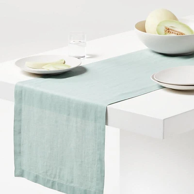 Marin 120" Quiet Blue EUROPEAN FLAX ™-Certified Linen Table Runner