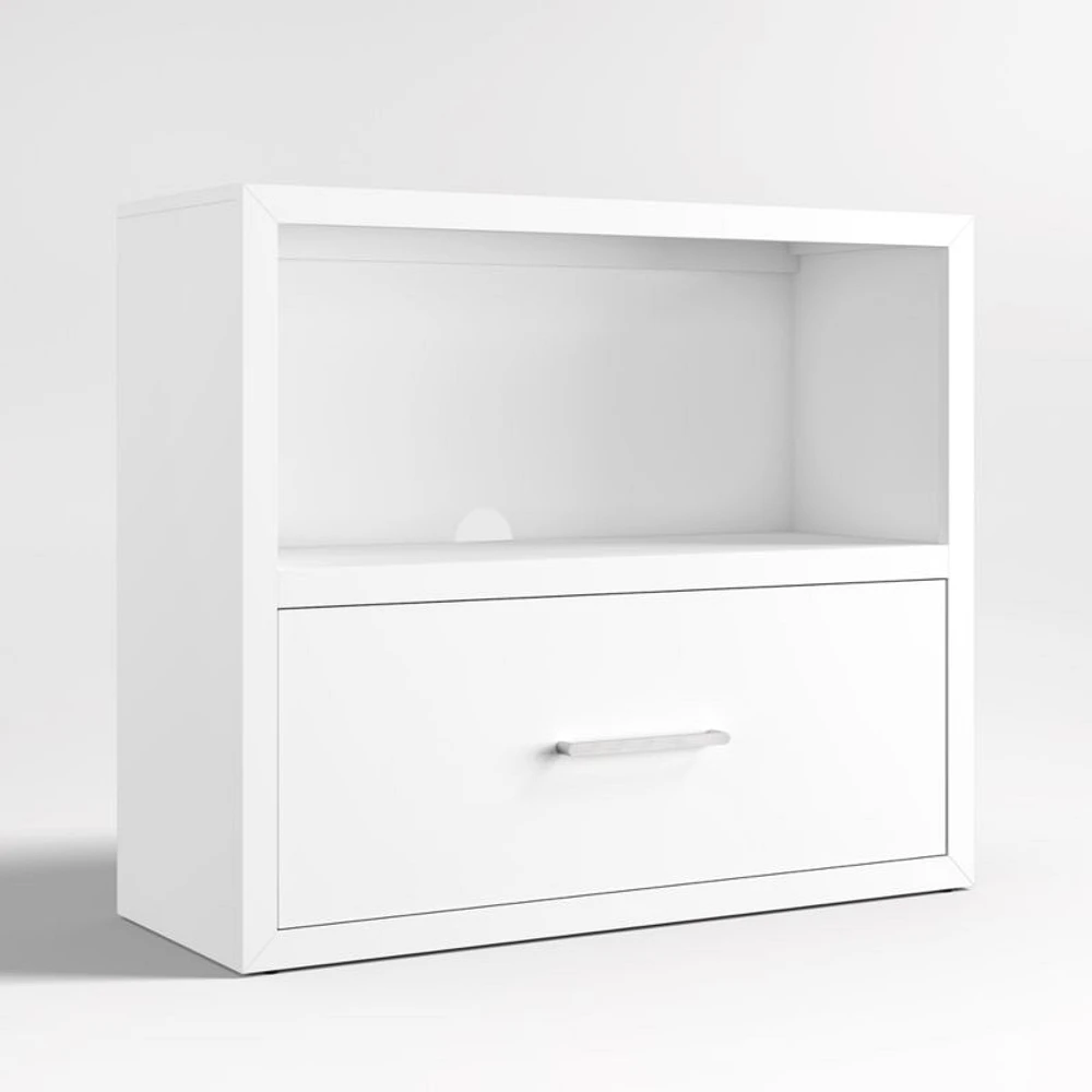 Ever Simple Modular White Wood Kids Bookcase with Drawer