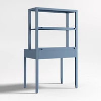 Ever Simple Modular Slate Blue Wood Kids Desk with Hutch