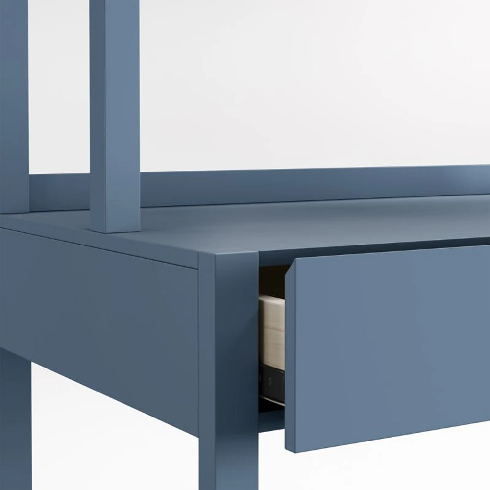 Ever Simple Modular Slate Blue Wood Kids Desk with Hutch