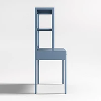 Ever Simple Modular Slate Blue Wood Kids Desk with Hutch