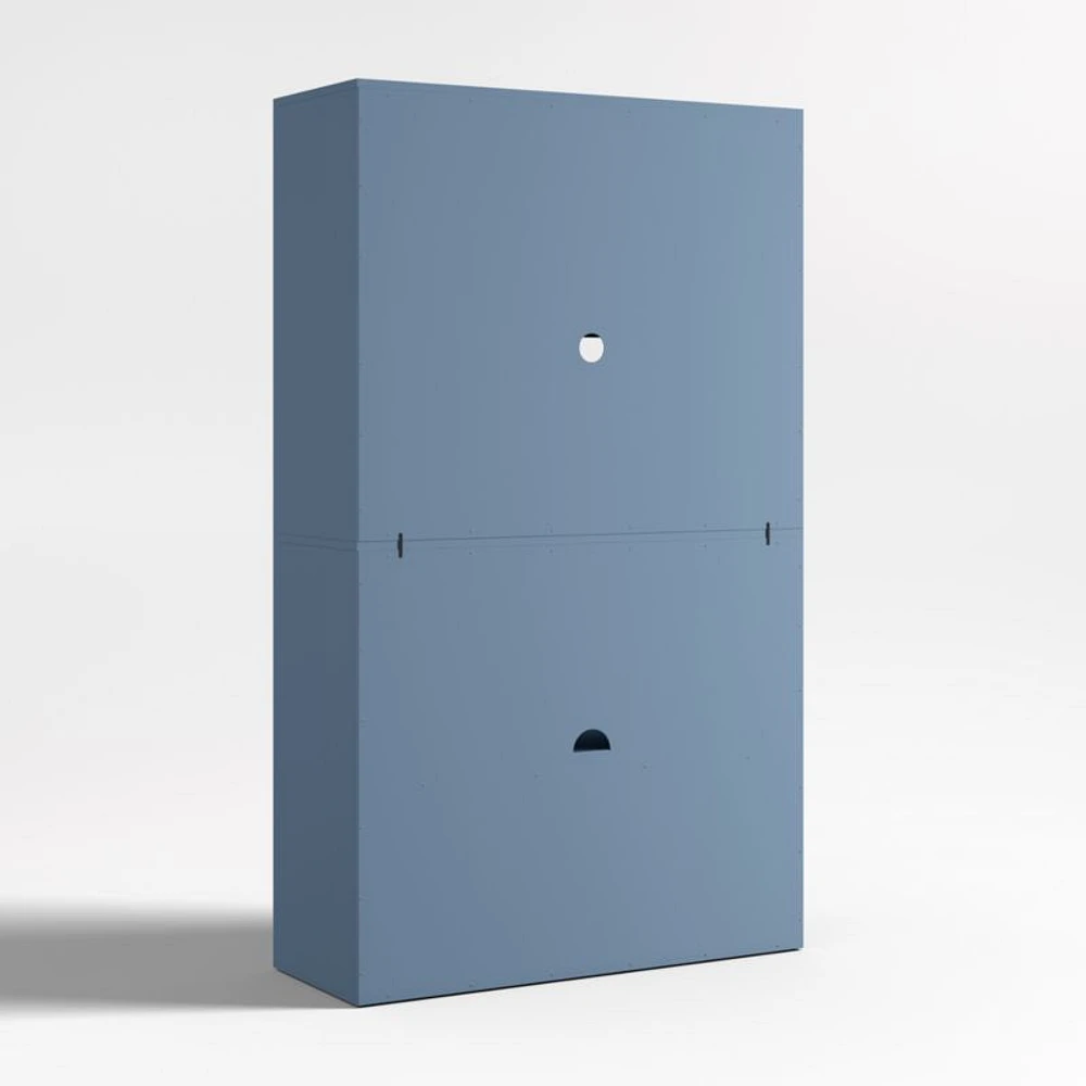Ever Simple Modular Slate Blue Wood Kids Open Bookcase with Drawer