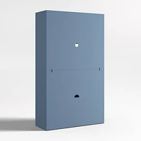 Ever Simple Modular Slate Blue Wood Kids Open Bookcase with Drawer