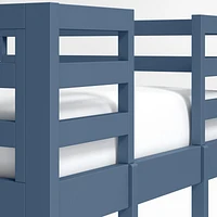 Ever Simple Slate Blue Wood Kids Loft Bed with Left Ladder