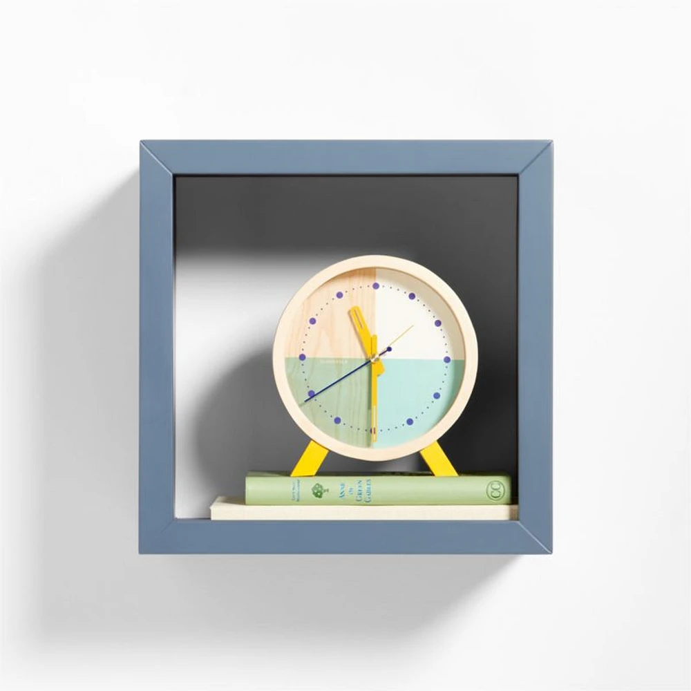 Ever Simple Slate Blue Wood Floating Cube Shelf