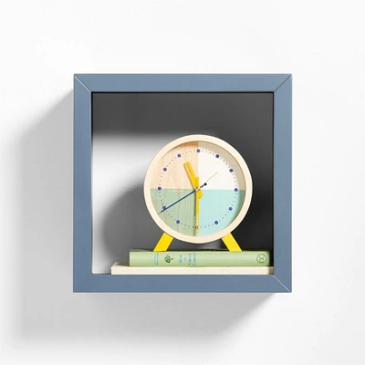 Ever Simple Slate Blue Wood Floating Cube Shelf