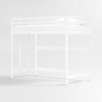 Ever Simple White Wood Kids Loft Bed with Left Ladder