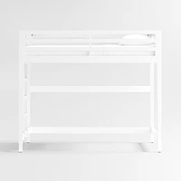 Ever Simple White Wood Kids Loft Bed with Left Ladder