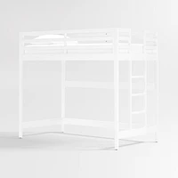 Ever Simple White Wood Kids Loft Bed with Left Ladder