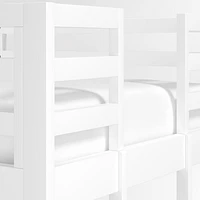 Ever Simple White Wood Kids Loft Bed with Left Ladder