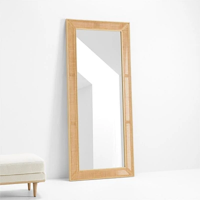 Evi Woven Natural Rattan Border Floor Mirror 34"x79"