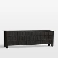 Ezri 82" Black Carved Oak Wood Storage Media Console