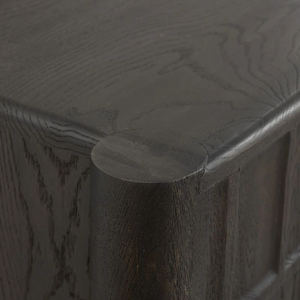 Ezri 82" Black Carved Oak Wood Storage Media Console