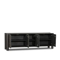 Ezri 82" Black Carved Oak Wood Storage Media Console