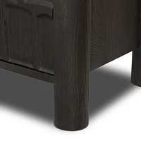 Ezri 82" Black Carved Oak Wood Storage Media Console