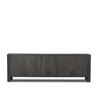 Ezri 82" Black Carved Oak Wood Storage Media Console