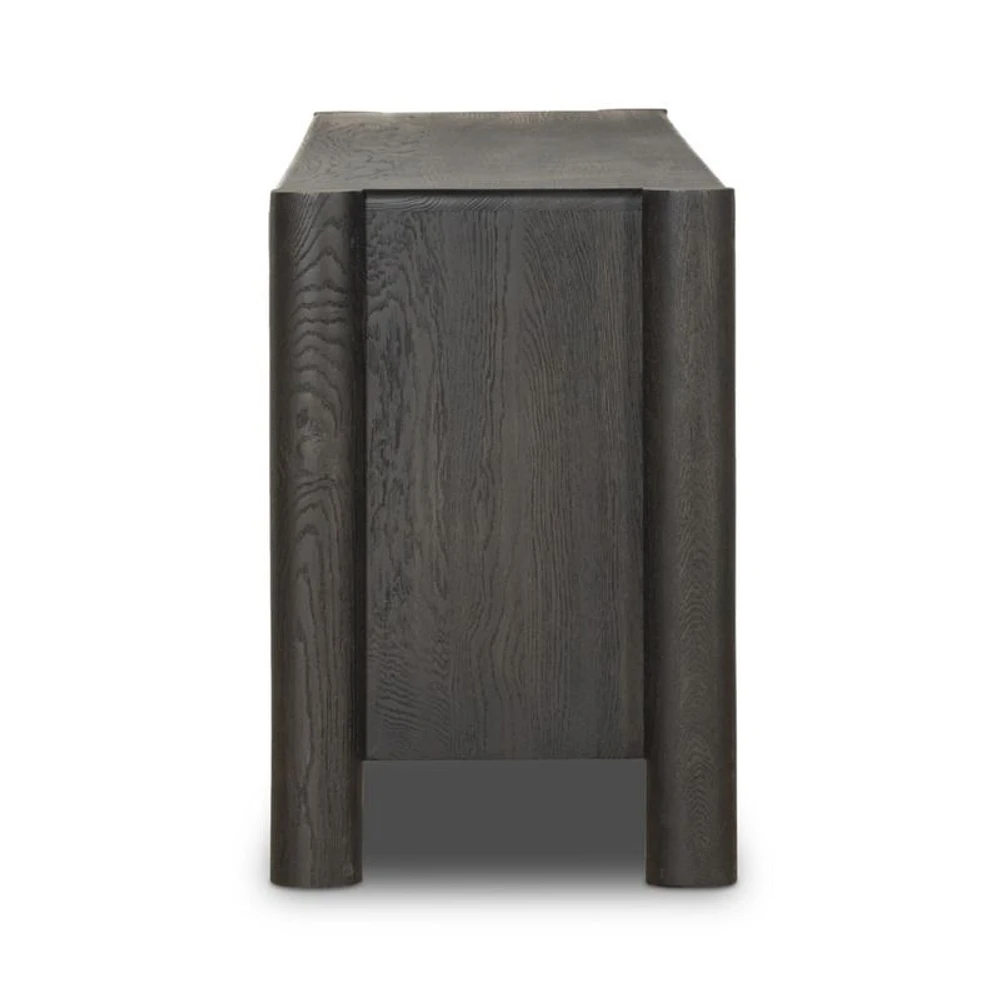 Ezri 82" Black Carved Oak Wood Storage Media Console