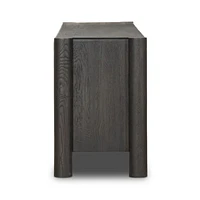 Ezri 82" Black Carved Oak Wood Storage Media Console