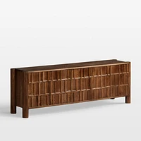 Ezri 82" Brown Carved Oak Wood Storage Media Console