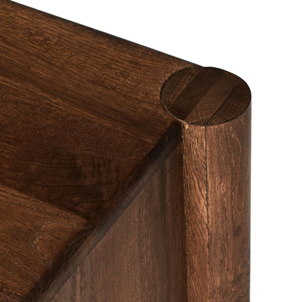 Ezri 82" Brown Carved Oak Wood Storage Media Console