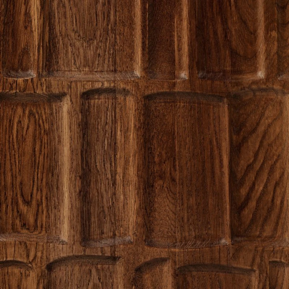 Ezri 82" Brown Carved Oak Wood Storage Media Console