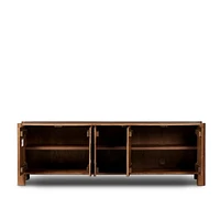 Ezri 82" Brown Carved Oak Wood Storage Media Console
