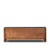 Ezri 82" Brown Carved Oak Wood Storage Media Console