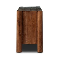 Ezri 82" Brown Carved Oak Wood Storage Media Console